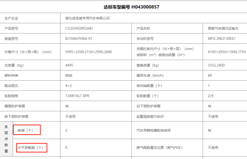 关于危险品厢式车易燃气体厢式车系固点数量的讲解